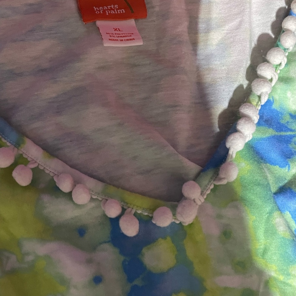 Hearts of Palm Colorful Tie-Dye dress with Pom Pom Detail
